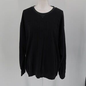 Victoria's Secret Pink Women's Black Sweatshirt with faux Leather trim Large